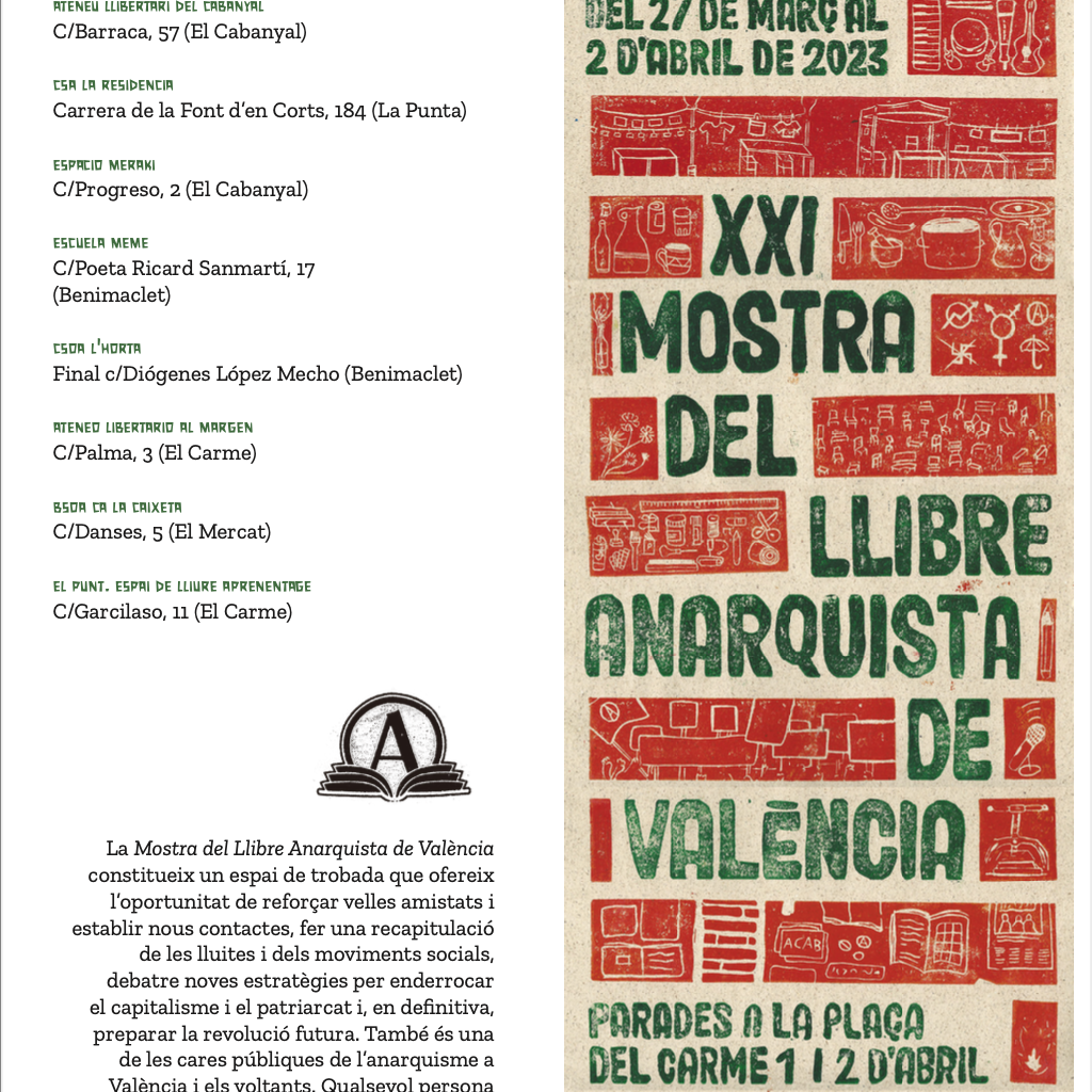 XXI Mostra del LLIbre Anarquista de Valencia